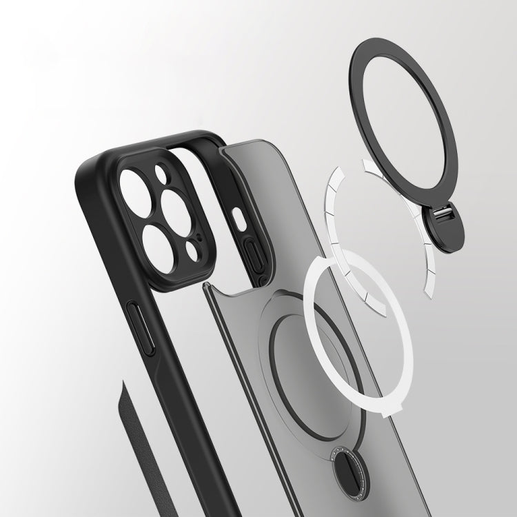For iPhone 15 Pro 360 Magsafe Ring Holder TPU Hybrid PC Phone Case(Grey) - iPhone 15 Pro Cases by buy2fix | Online Shopping UK | buy2fix