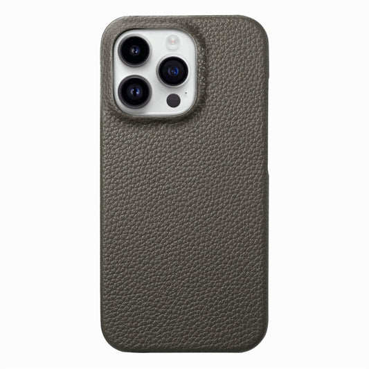 For iPhone 15 Pro Max Litchi Oil Edge Leather Back Phone Case(Grey) - iPhone 15 Pro Max Cases by buy2fix | Online Shopping UK | buy2fix