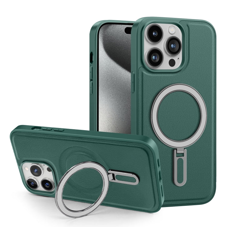 For iPhone 15 Pro Shield MagSafe Magnetic Holder Phone Case(Green) - iPhone 15 Pro Cases by buy2fix | Online Shopping UK | buy2fix