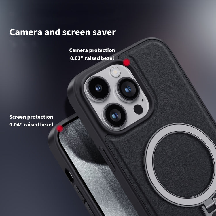 For iPhone 15 Shield MagSafe Magnetic Holder Phone Case(Black) - iPhone 15 Cases by buy2fix | Online Shopping UK | buy2fix