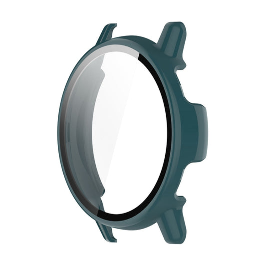 For Garmin Active 5 ENKAY Hat-Prince Full Coverage Tempered Glass Film Integrated PC Watch Cover(Dark Green) by ENKAY