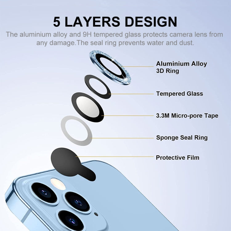 For iPhone 15 Pro / 15 Pro Max ENKAY Hat-Prince Glitter Rear Lens Aluminium Alloy Tempered Glass Film(Blue) - iPhone 15 Pro Tempered Glass by ENKAY | Online Shopping UK | buy2fix