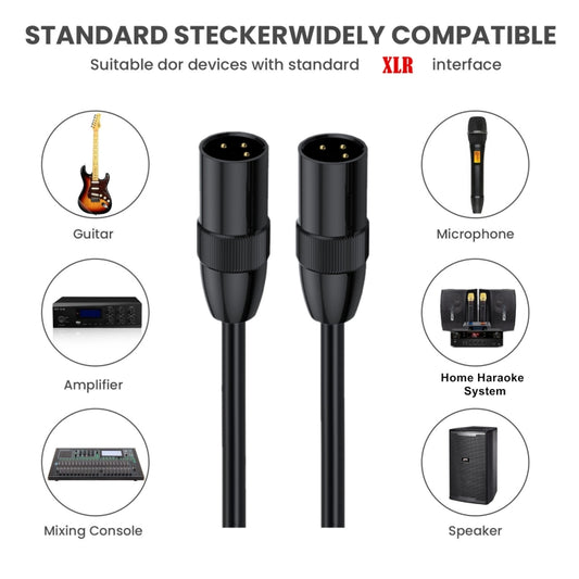 JUNSUNMAY XLR Male to Male Mic Cord 3 Pin Audio Cable Balanced Shielded Cable, Length:2m by JUNSUNMAY