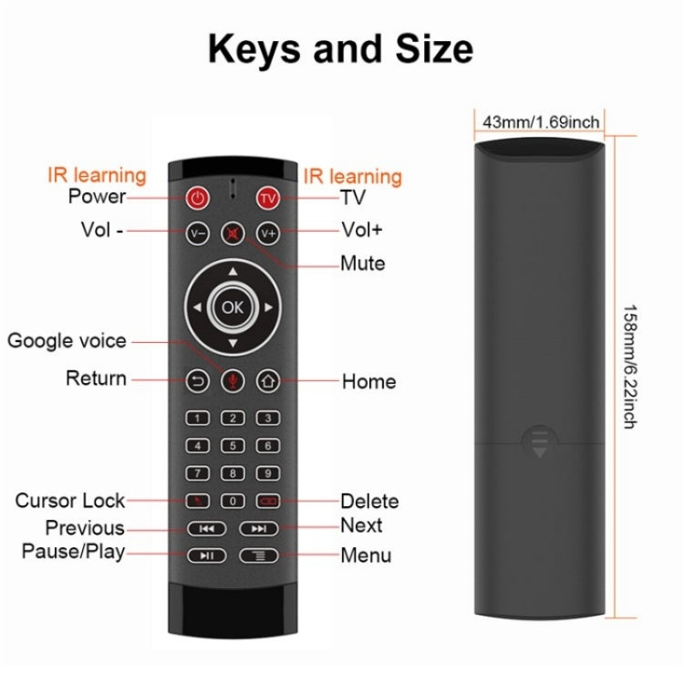 T1-PRO-TV With Microphone Android TV Box 2-Key IR Function Air Mouse Smart Remote Control by buy2fix