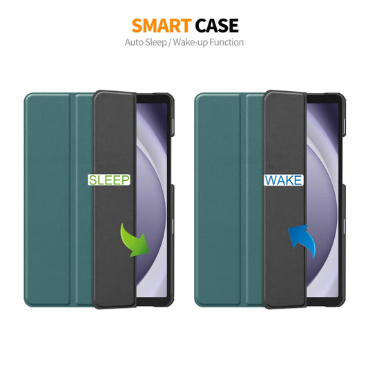 For Samsung Galaxy Tab A9 8.7 ENKAY Tri-fold Custer Texture Leather Smart Tablet Case(Dark Blue) by ENKAY