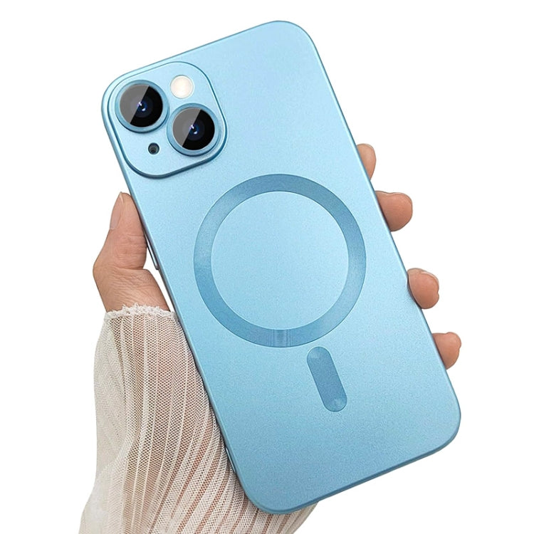 For iPhone 14 ENKAY MagSafe Matte TPU Phone Case with Lens Film(Silver) - iPhone 14 Cases by ENKAY | Online Shopping UK | buy2fix