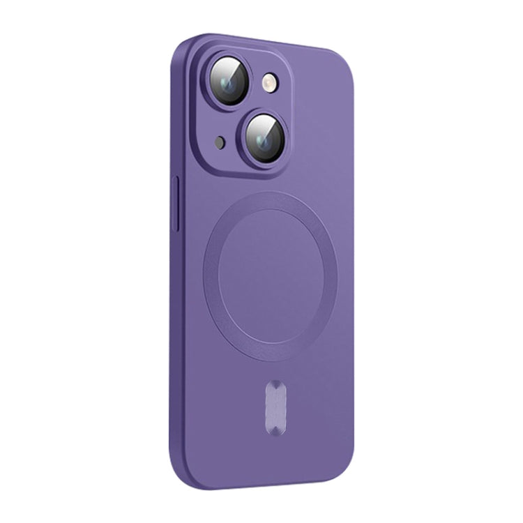 For iPhone 14 ENKAY MagSafe Matte TPU Phone Case with Lens Film(Purple) - iPhone 14 Cases by ENKAY | Online Shopping UK | buy2fix