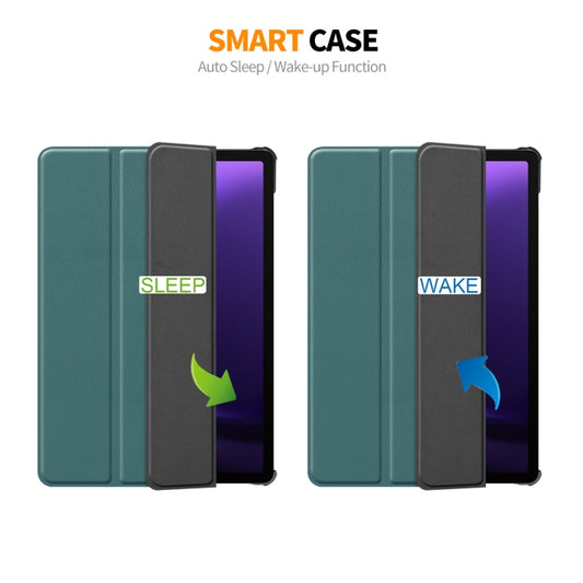 For Samsung Galaxy Tab S9 FE ENKAY Tri-fold Custer Texture Leather Smart Tablet Case(Black) by ENKAY