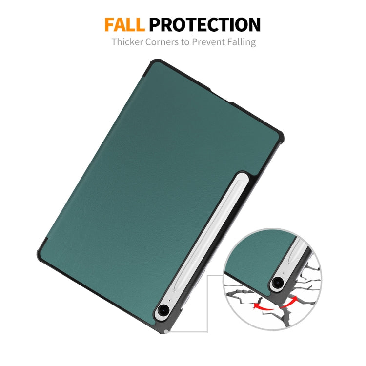 For Samsung Galaxy Tab S9 FE ENKAY Tri-fold Custer Texture Leather Smart Tablet Case(White) - Galaxy Tab S9 FE by ENKAY | Online Shopping UK | buy2fix