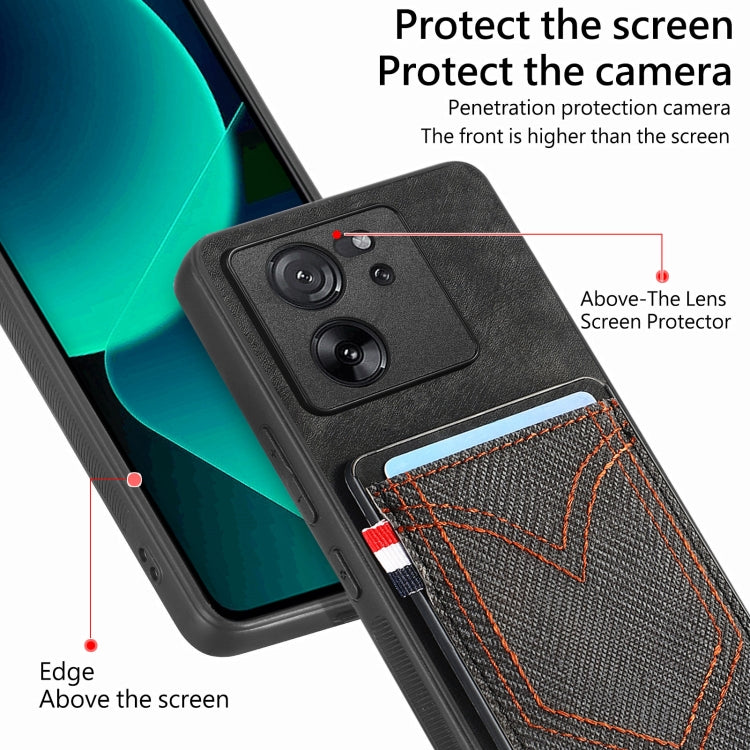 For Xiaomi 13T / 13T Pro Denim Texture Leather Skin Phone Case with Card Slot(Black) by buy2fix