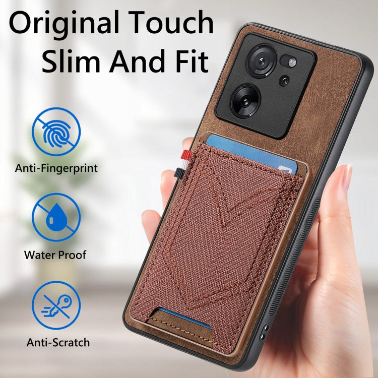 For Xiaomi 13T / 13T Pro Denim Texture Leather Skin Phone Case with Card Slot(Brown) - Xiaomi Cases by buy2fix | Online Shopping UK | buy2fix