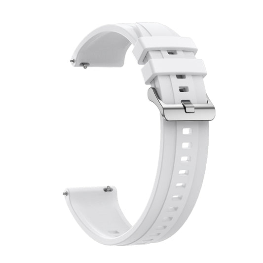For Huawei Watch GT4 46mm Tire Pattern Silver Buckle Silicone Watch Band(White) by buy2fix