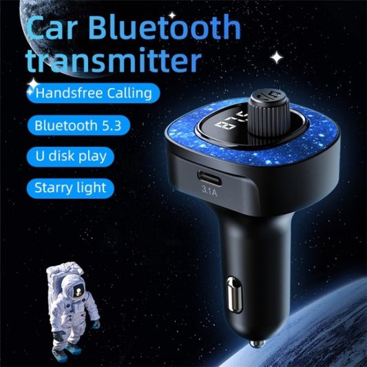 C41 Star Light Car Charger ABS Adapter FM Transmitter Bluetooth Hands-free Call MP3 Music Player by buy2fix