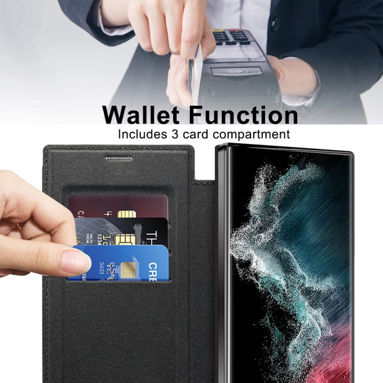 For Samsung Galaxy S22 Ultra 5G Shield MagSafe RFID Anti-theft Leather Phone Case(Black) - Galaxy S22 Ultra 5G Cases by buy2fix | Online Shopping UK | buy2fix