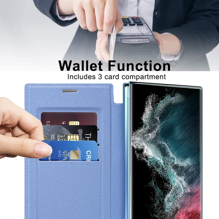 For Samsung Galaxy S22 Ultra 5G Shield MagSafe RFID Anti-theft Leather Phone Case(Blue) - Galaxy S22 Ultra 5G Cases by buy2fix | Online Shopping UK | buy2fix