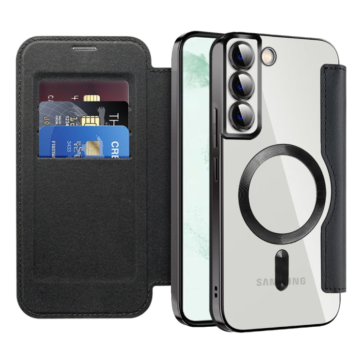 For Samsung Galaxy S22+ 5G Shield MagSafe RFID Anti-theft Leather Phone Case(Black) - Galaxy S22+ 5G Cases by buy2fix | Online Shopping UK | buy2fix