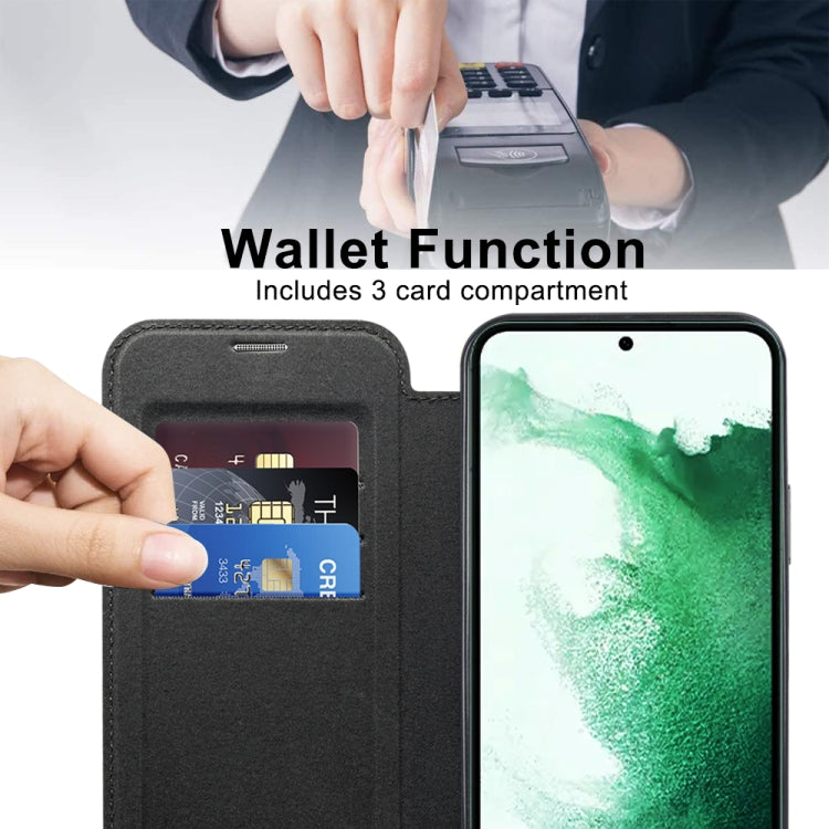 For Samsung Galaxy S22+ 5G Shield MagSafe RFID Anti-theft Leather Phone Case(Black) - Galaxy S22+ 5G Cases by buy2fix | Online Shopping UK | buy2fix