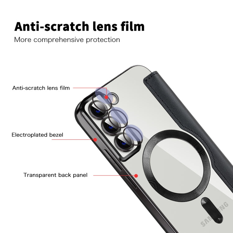 For Samsung Galaxy S22+ 5G Shield MagSafe RFID Anti-theft Leather Phone Case(Black) - Galaxy S22+ 5G Cases by buy2fix | Online Shopping UK | buy2fix