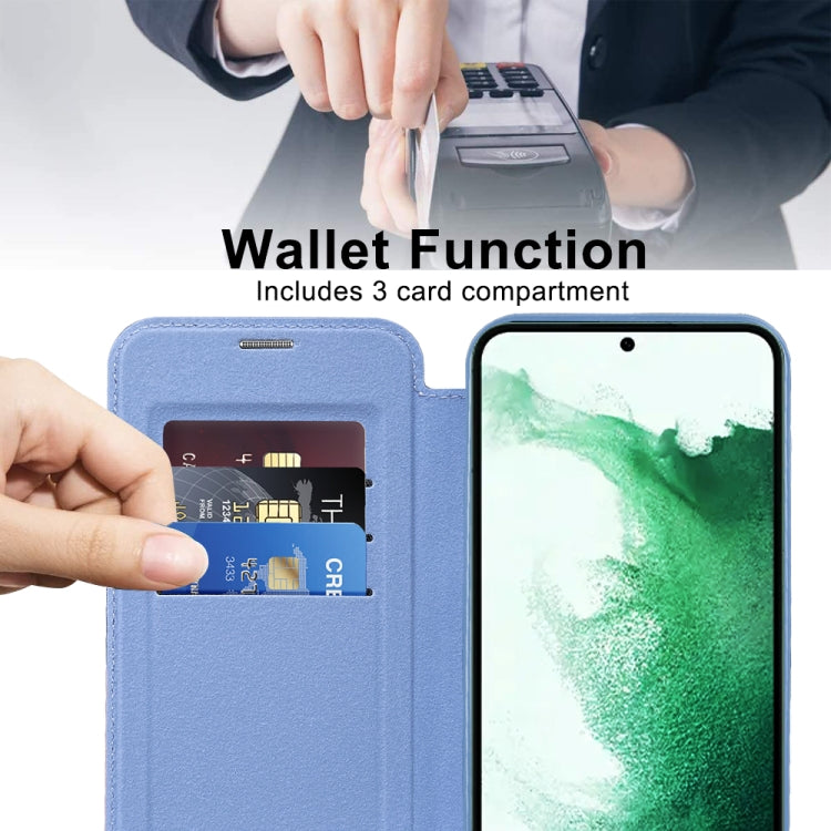 For Samsung Galaxy S22+ 5G Shield MagSafe RFID Anti-theft Leather Phone Case(Blue) - Galaxy S22+ 5G Cases by buy2fix | Online Shopping UK | buy2fix