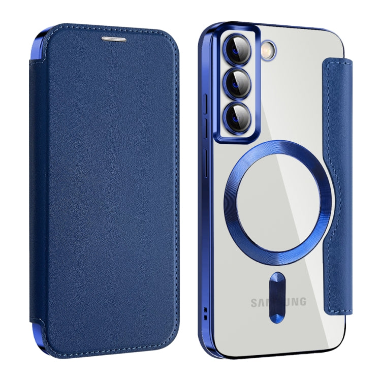 For Samsung Galaxy S22 5G Shield MagSafe RFID Anti-theft Leather Phone Case(Dark Blue) - Galaxy S22 5G Cases by buy2fix | Online Shopping UK | buy2fix