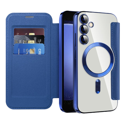 For Samsung Galaxy S23 FE 5G Shield MagSafe RFID Anti-theft Leather Phone Case(Dark Blue) by buy2fix