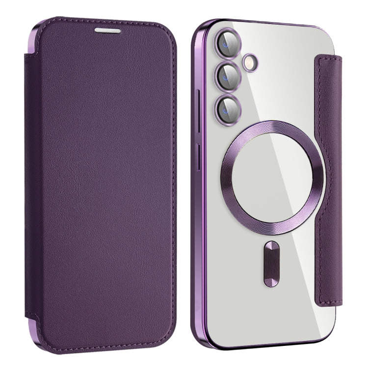 For Samsung Galaxy S23 FE 5G Shield MagSafe RFID Anti-theft Leather Phone Case(Purple) - Galaxy S23 FE 5G Cases by buy2fix | Online Shopping UK | buy2fix