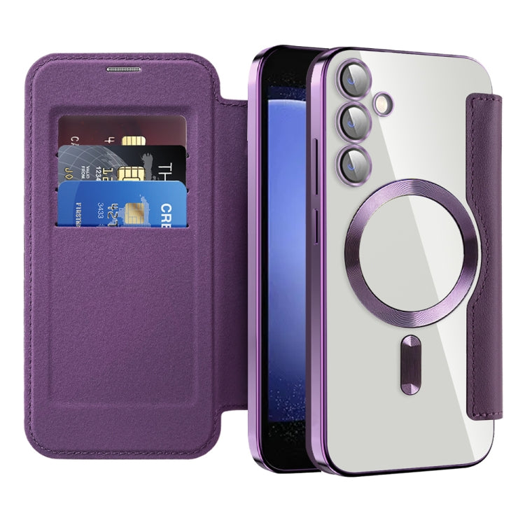 For Samsung Galaxy S23 FE 5G Shield MagSafe RFID Anti-theft Leather Phone Case(Purple) - Galaxy S23 FE 5G Cases by buy2fix | Online Shopping UK | buy2fix