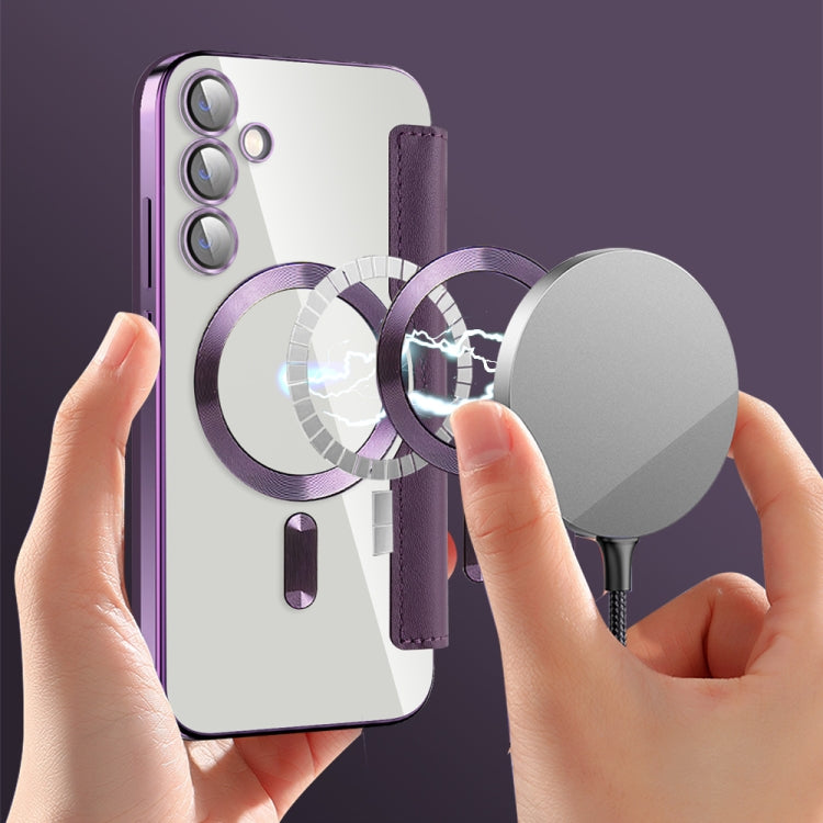 For Samsung Galaxy S23 FE 5G Shield MagSafe RFID Anti-theft Leather Phone Case(Purple) - Galaxy S23 FE 5G Cases by buy2fix | Online Shopping UK | buy2fix