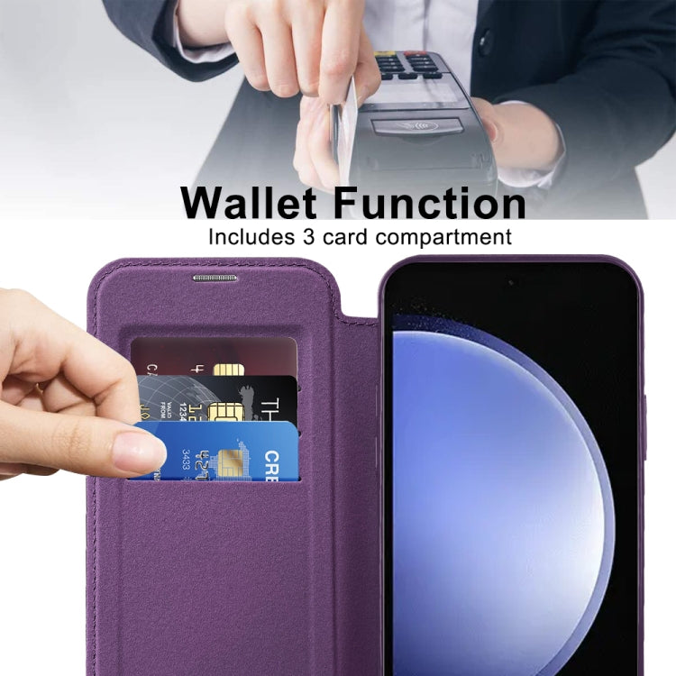 For Samsung Galaxy S23 FE 5G Shield MagSafe RFID Anti-theft Leather Phone Case(Purple) - Galaxy S23 FE 5G Cases by buy2fix | Online Shopping UK | buy2fix