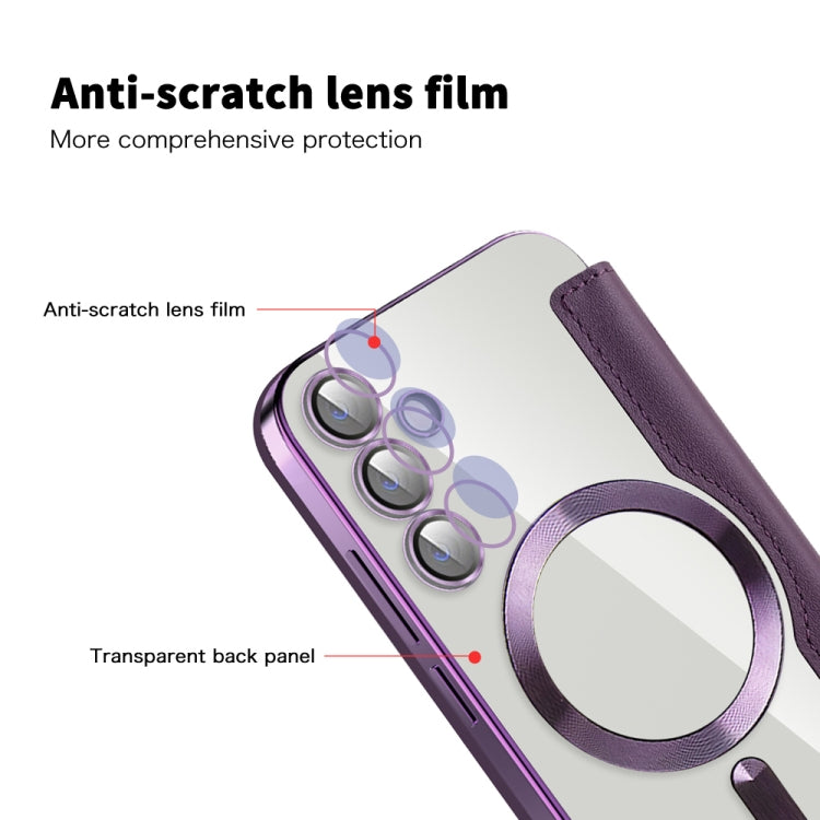 For Samsung Galaxy S23 FE 5G Shield MagSafe RFID Anti-theft Leather Phone Case(Purple) - Galaxy S23 FE 5G Cases by buy2fix | Online Shopping UK | buy2fix