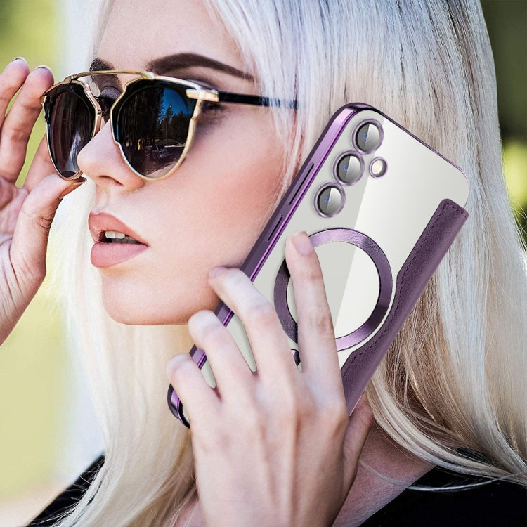 For Samsung Galaxy S23 FE 5G Shield MagSafe RFID Anti-theft Leather Phone Case(Purple) - Galaxy S23 FE 5G Cases by buy2fix | Online Shopping UK | buy2fix