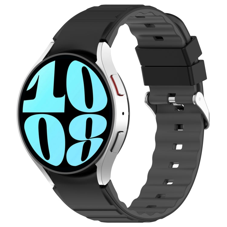 For Samsung Galaxy Watch 6 Two Color Horizontal Silicone Watch Band(Black Grey) - Watch Bands by buy2fix | Online Shopping UK | buy2fix