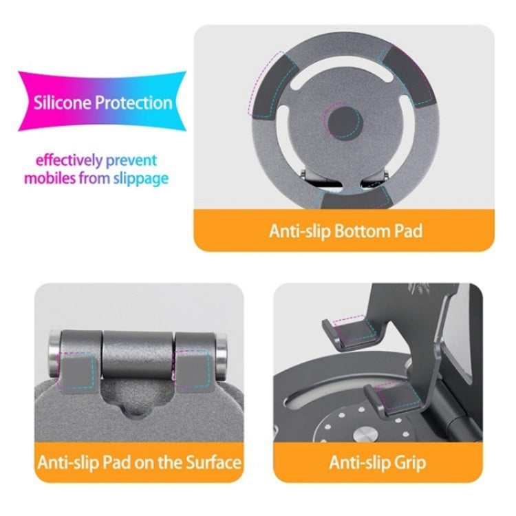 G60 Portable Folding 360-Degree Rotating Desktop Phone Tablet Holder(Grey) - Stand by buy2fix | Online Shopping UK | buy2fix