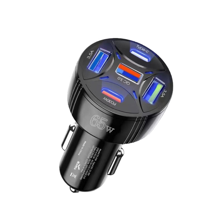 TE-P50 65W PD30W Type-C x 2 + USB x 3 Multi Port Car Charger(Black) - Car Charger by buy2fix | Online Shopping UK | buy2fix