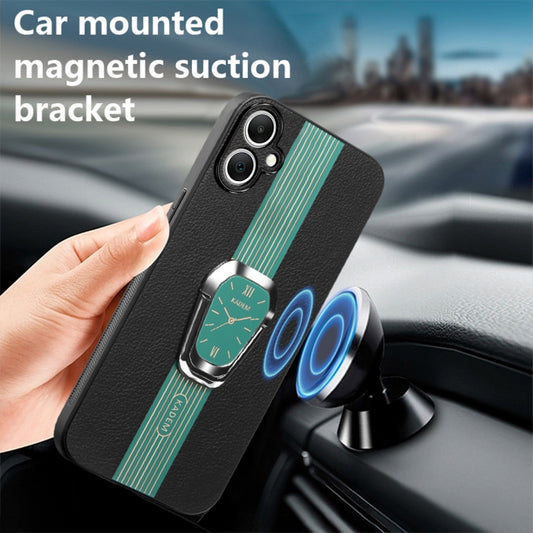 For Samsung Galaxy A04e Magnetic Litchi Leather Back Phone Case with Holder(Green) by buy2fix