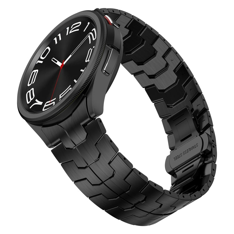 For Samsung Galaxy Watch6 Classic 43 / 47mm Lron Man Curved Connection Stainless Steel Watch Band(Black) - Watch Bands by buy2fix | Online Shopping UK | buy2fix