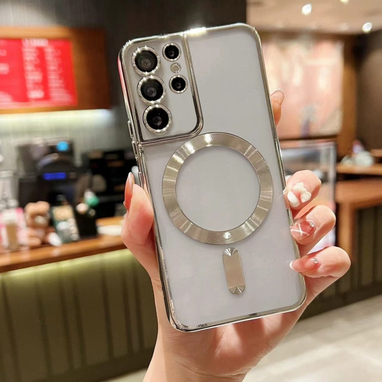 For Samsung Galaxy S22 Ultra 5G MagSafe Electroplating TPU Phone Case(Silver) - Galaxy S22 Ultra 5G Cases by buy2fix | Online Shopping UK | buy2fix