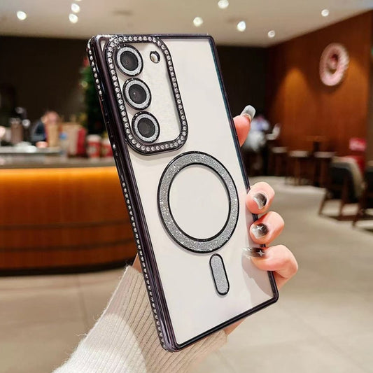 For Samsung Galaxy S24 5G Diamond Gradient Plated MagSafe TPU Phone Case(Black) - Galaxy S24 5G Cases by buy2fix | Online Shopping UK | buy2fix