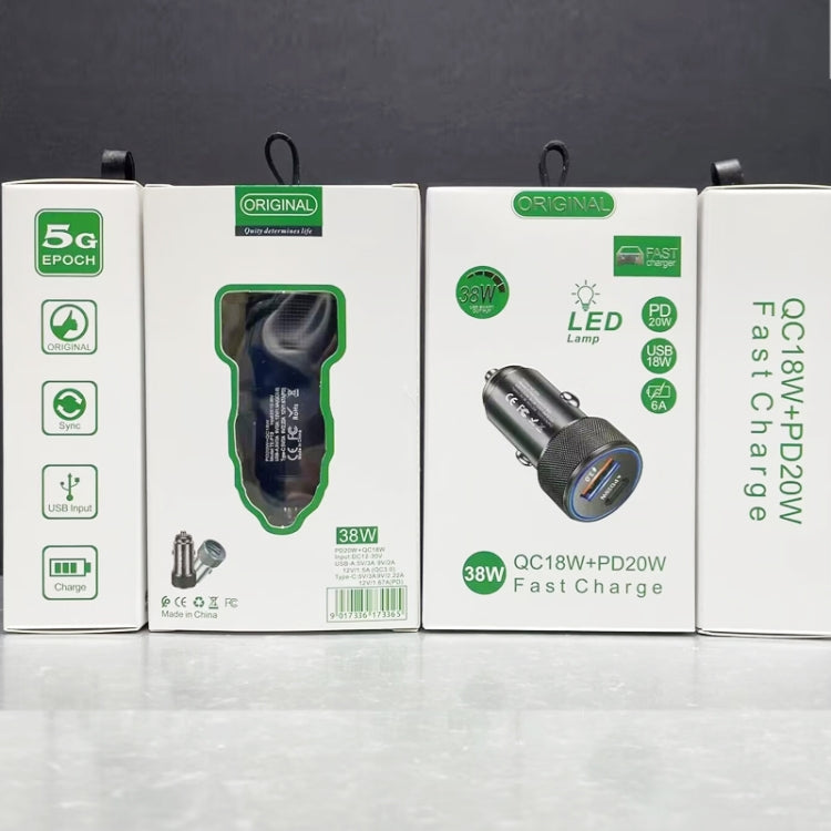 P19 Metal PD20W USB-C + QC18W USB Dual Port Car Charger(Black) by buy2fix