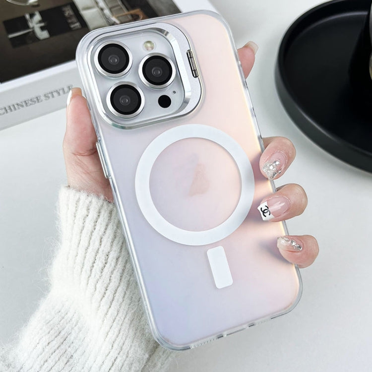 For iPhone 15 Pro Lens Holder MagSafe PC Hybrid TPU Phone Case(White) - iPhone 15 Pro Cases by buy2fix | Online Shopping UK | buy2fix