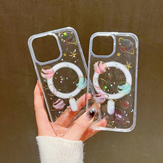 For iPhone 15 Cosmic Star MagSafe TPU Phone Case(Transparent) by buy2fix