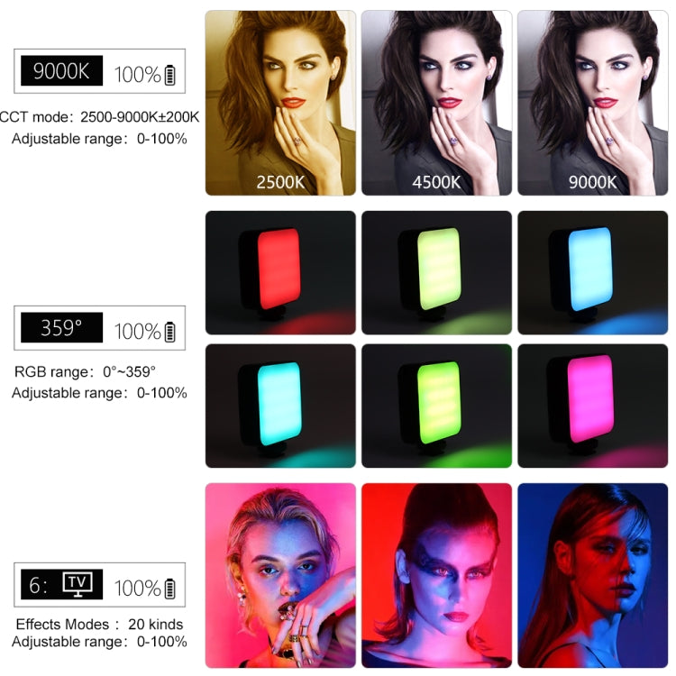VLOGLITE W64RGB Dimmable RGB LED Pocket Fill Light 20 Modes Live Broadcast Video Light - by VLOGLITE | Online Shopping UK | buy2fix