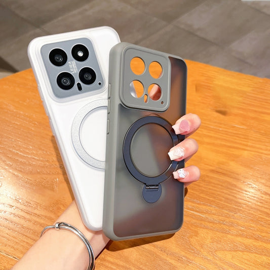 For Xiaomi 14 Holder TPU Shockproof Phone Case(Grey) by buy2fix