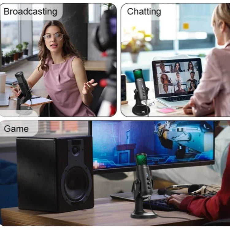 JMARY MC-PW9 USB Cable Microphone Voice Recording Tool RGB Light by Jmary