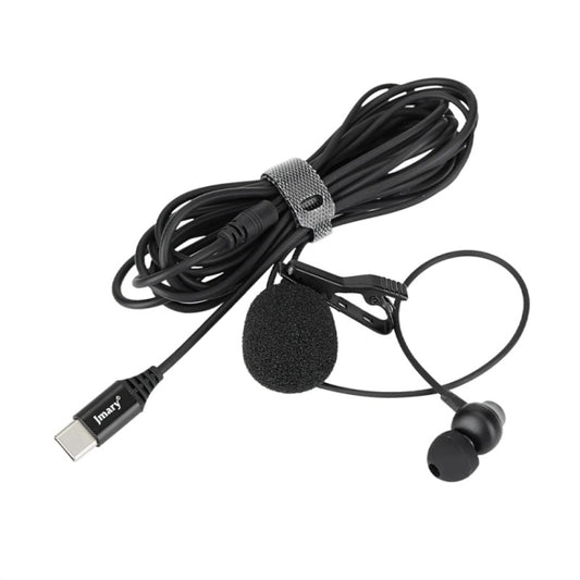 JMARY MC-R6 Lavalier Type-C Port Wired Microphone With In-ear Earphone, Length: 3m by Jmary