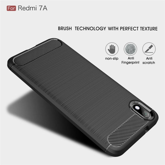 Brushed Texture Carbon Fiber TPU Case for Xiamo Redmi 7A(Navy Blue) by buy2fix