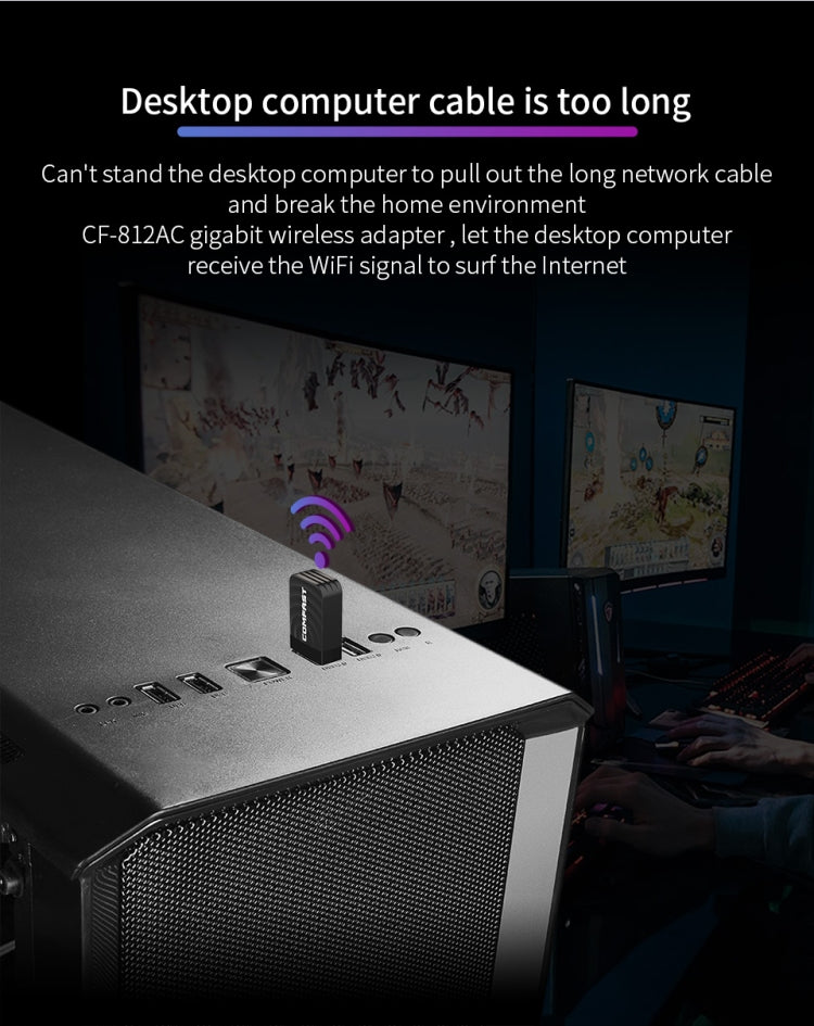 COMFAST CF-812AC 1300 Mbps Dual Band Mini USB WiFi Adapter - USB Network Adapter by COMFAST | Online Shopping UK | buy2fix