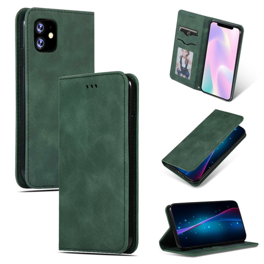 For iPhone 11 Retro Skin Feel Business Magnetic Horizontal Flip Leather Case (Army Green) - iPhone 11 Cases by buy2fix | Online Shopping UK | buy2fix