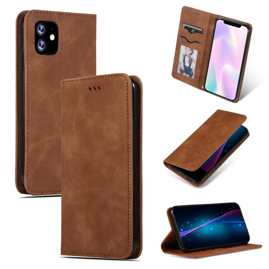 For iPhone 11 Retro Skin Feel Business Magnetic Horizontal Flip Leather Case (Brown) by buy2fix