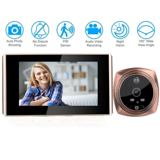 4.3 inch LCD Color Screen Digital Doorbell Door Eye Doorbell Electronic Peephole Door Camera Viewer(Gold) by buy2fix